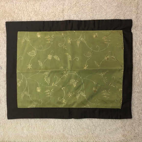 Other - Queen‎ Pillow Cases Green Dark Brown Decorative Embroidered Floral Elegant